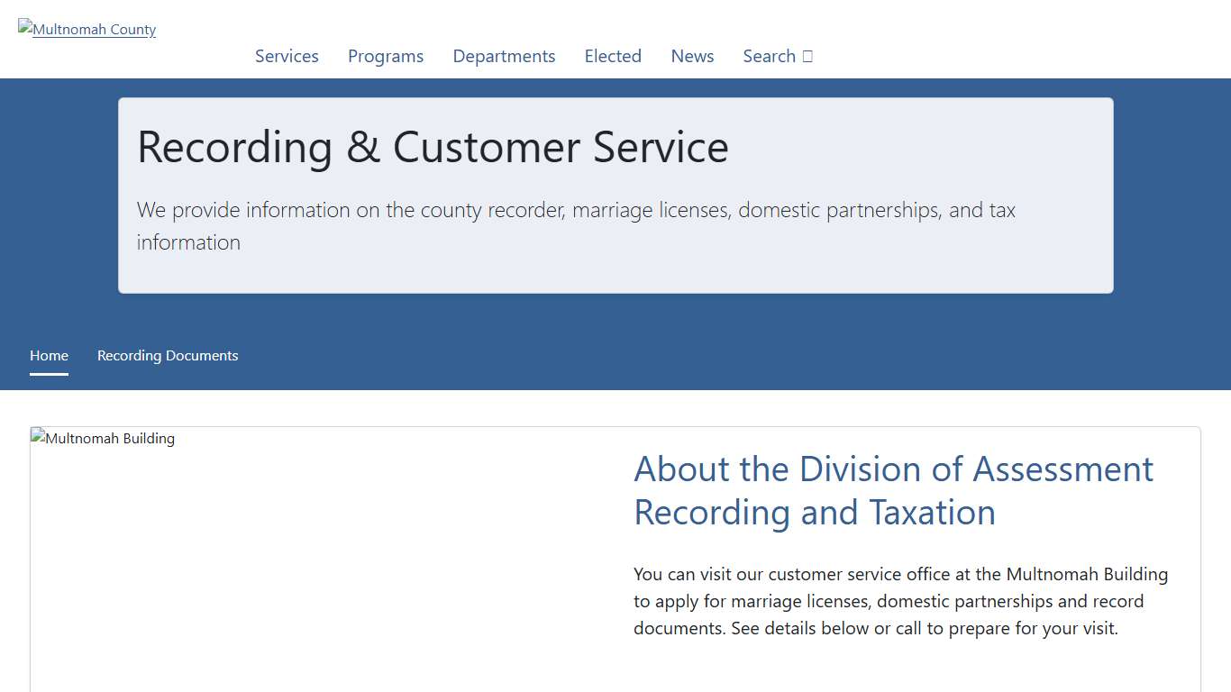 Recording & Customer Service | Multnomah County