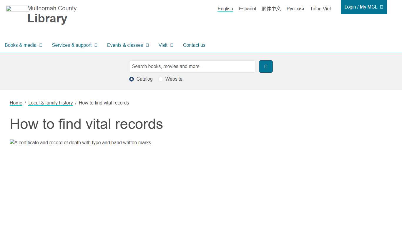 How to find vital records | Multnomah County Library
